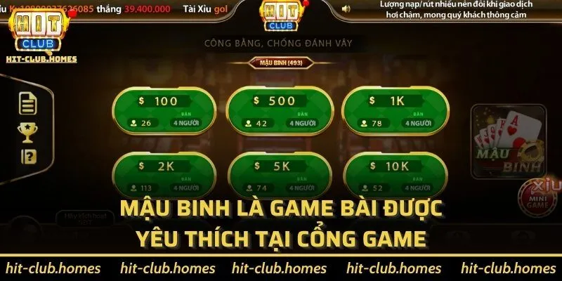 Game Mậu Binh là game được yêu thích nhiều tại cổng game 