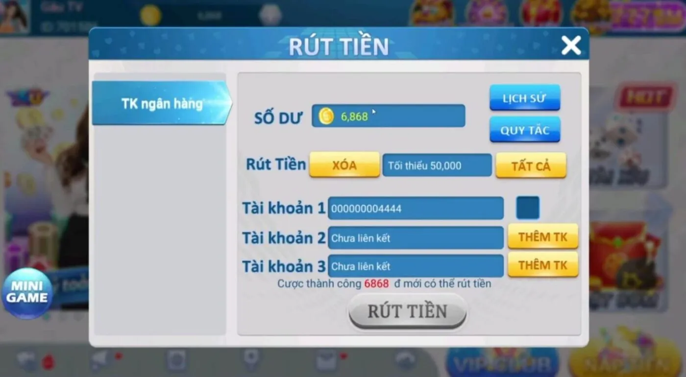 Rút tiền đơn giản nhanh gọn tại Hitclub